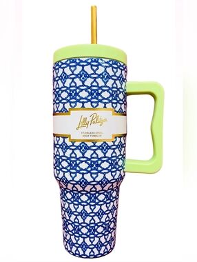 NWT Lilly Pullizer 40oz Stainless Lattice Tumbler